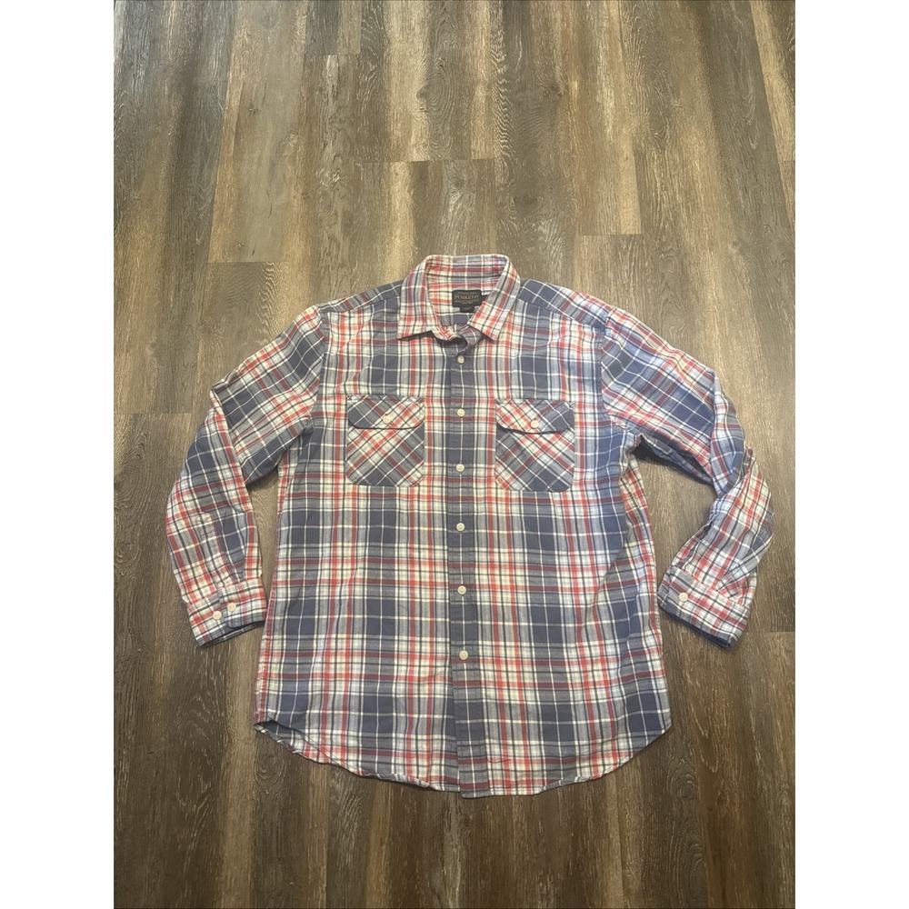 Pendleton Mens L Plaid Flannel Long Sleeve Double Pocket Multicolor